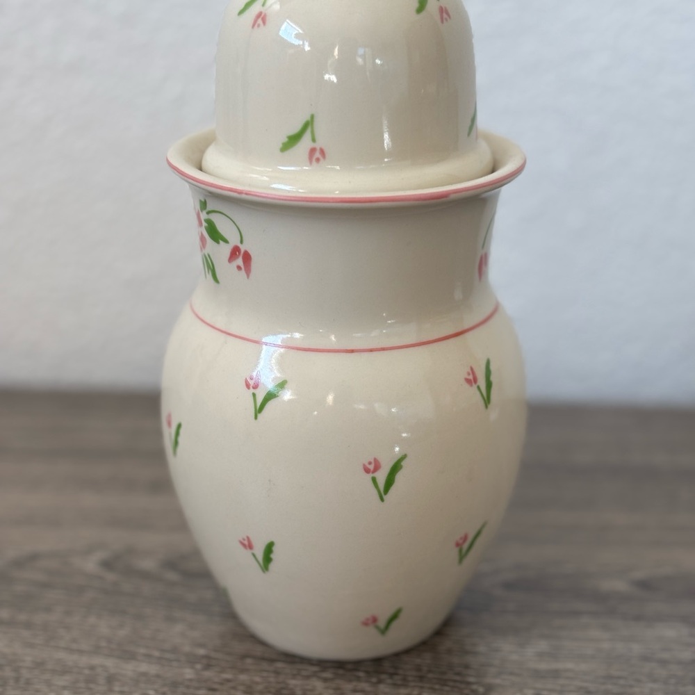 Vintage 1985 Ceramic Floral Teleflora Water Bedside Carafe with Cup.